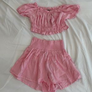 Two Piece Set Cropped Top And Shorts
